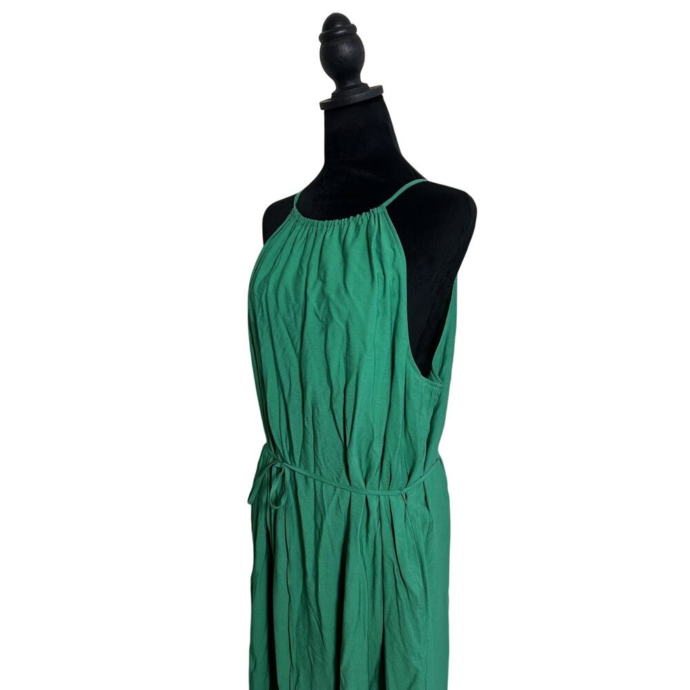 INC Maxi Dress Green SZ16 Tiered Strapless Summer Resort Boho - Picture 5 of 7